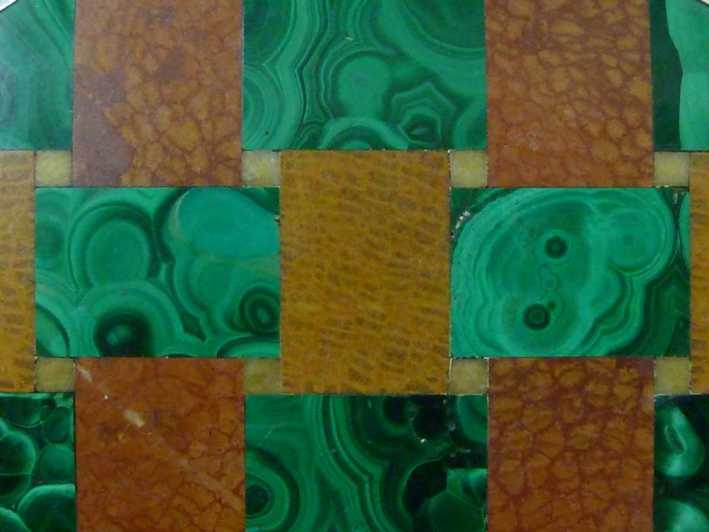 Extra Large Victorian Brooch Scottish Tartan Mosaic Plaid Hardstone Pebble Pin Silver Malachite View III
