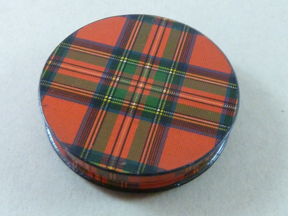 Large Victorian Stuart TartanWare Postage One Penny Lilac Draft Revenue Case Box Holder Scottish View II