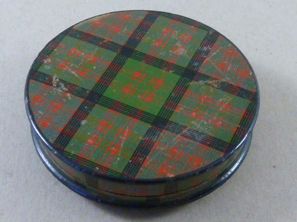 Large Victorian McDonald TartanWare Postage Inland Revenue One Penny Lilac Stamp Case Box Holder Scottish View IV