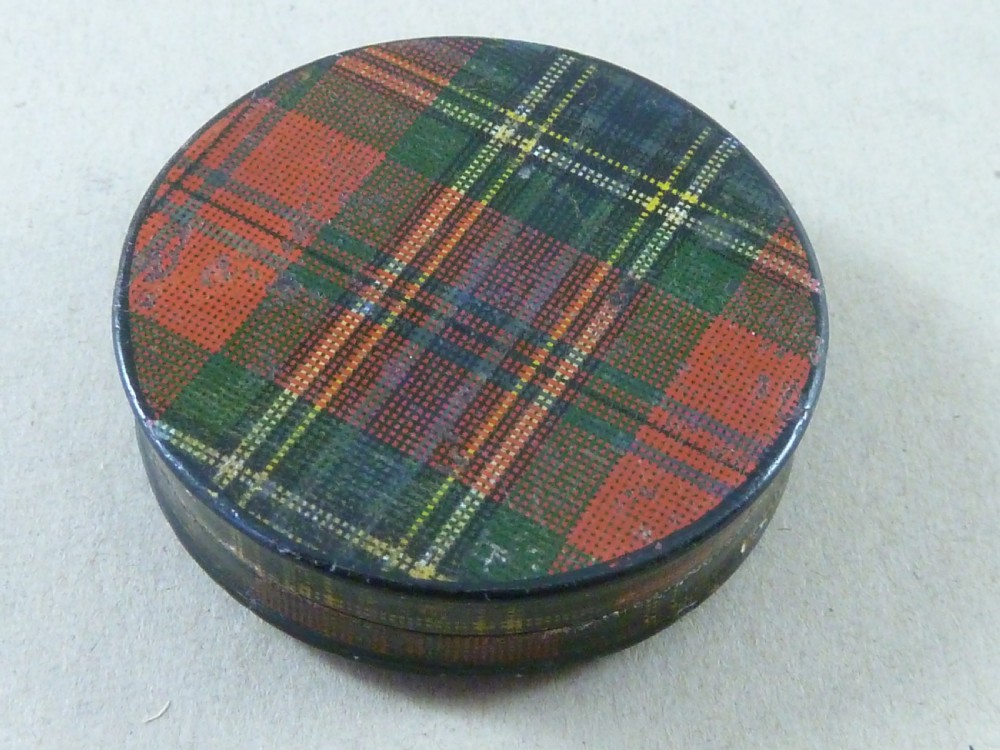 Victorian McLean TartanWare Postage One Penny Stamp Case Box Holder Scottish Smith Label Maker  View IV