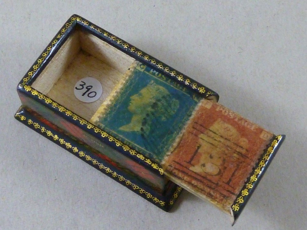 Victorian McDuff TartanWare One Penny Two Postage Sliding Lid Double Stamp Case Box Holder Scottish Desk Top View II