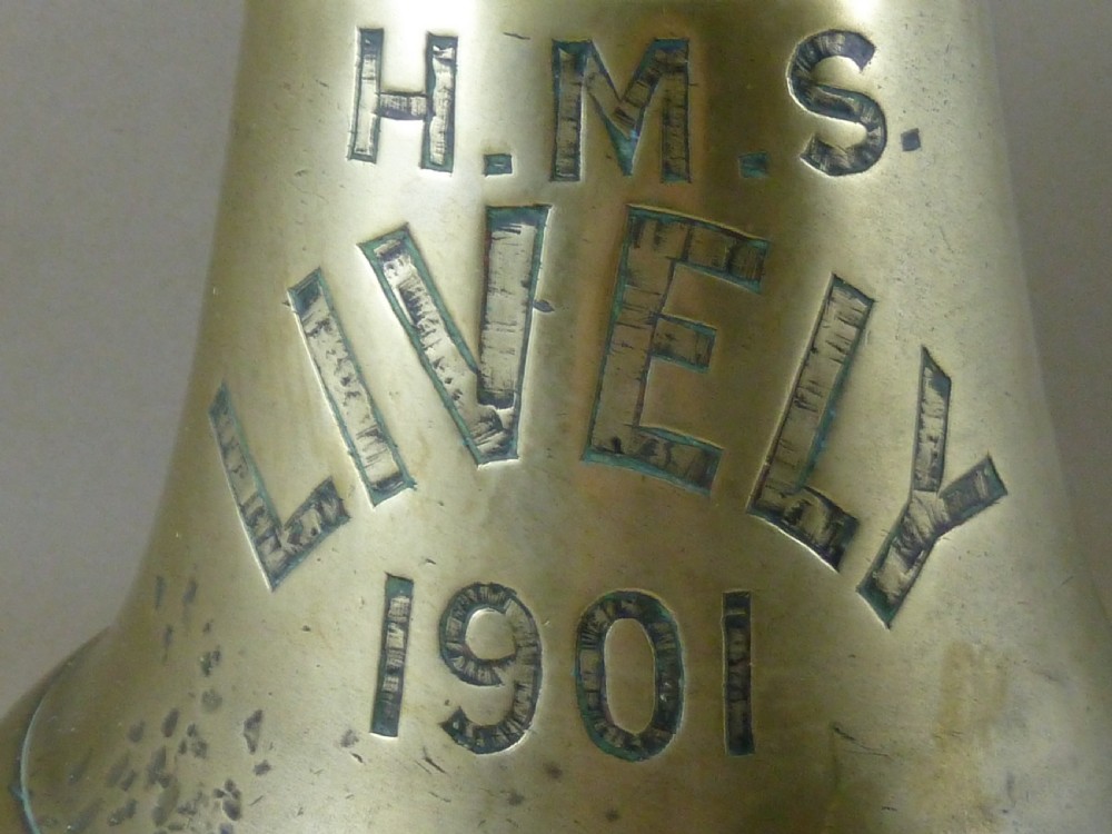 H.M.S. Lively 1901 Ships Bell Marine 7.4 kilos Bell-Metal WWI Destroyer Royal Navy View III