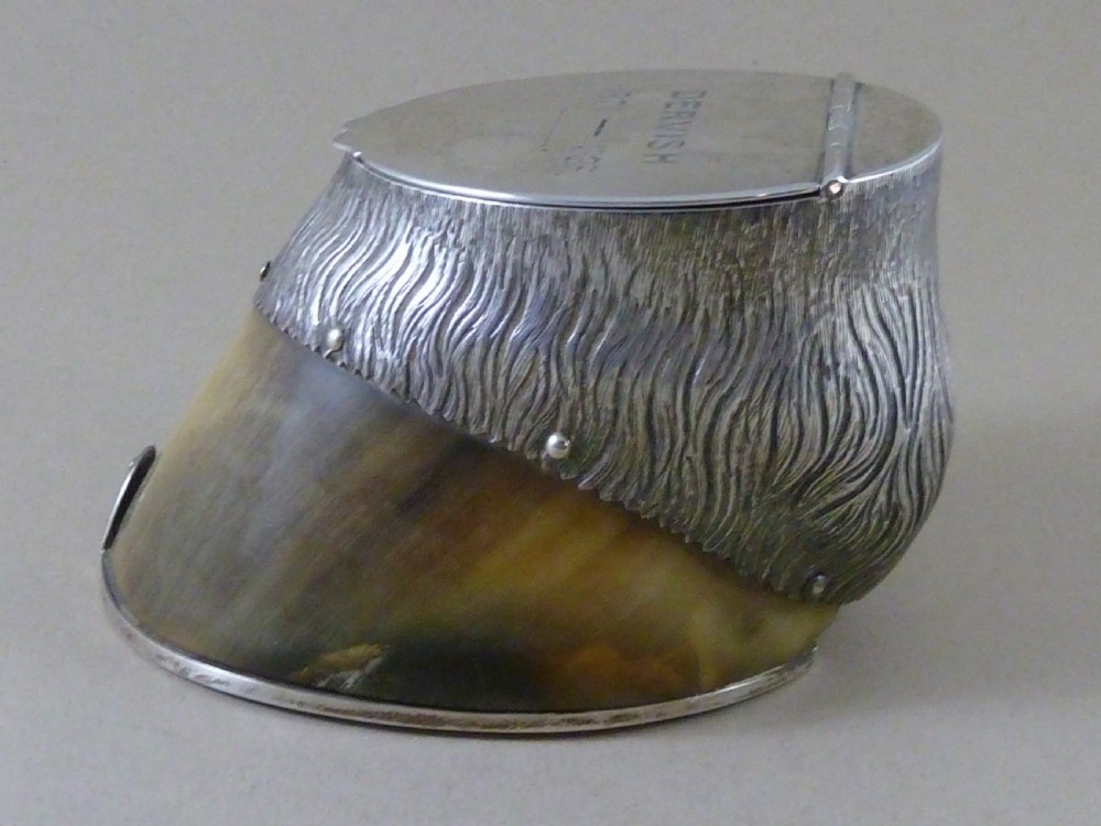 Victorian Horse Hoof Hallmarked Solid Silver Mount Inkstand Dervish 1923 Taxidermy Inkwell