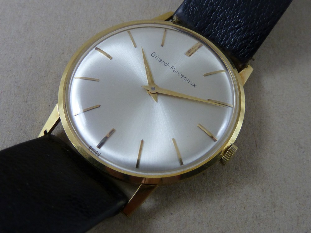 Girard Perregaux Solid 18k Gold Gents Wrist Watch 17 Jewel Incabloc Swiss Working View IV