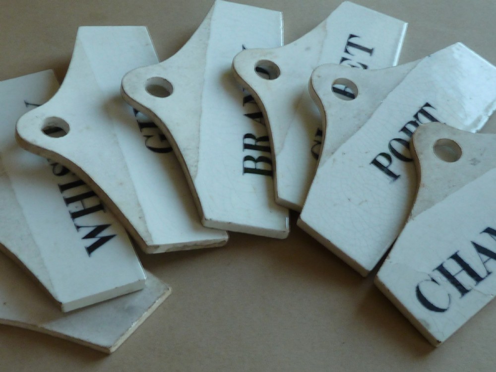 Wine Bin Cellar Label Pottery Set 7 Farrow & Jackson Creamware Victorian View III