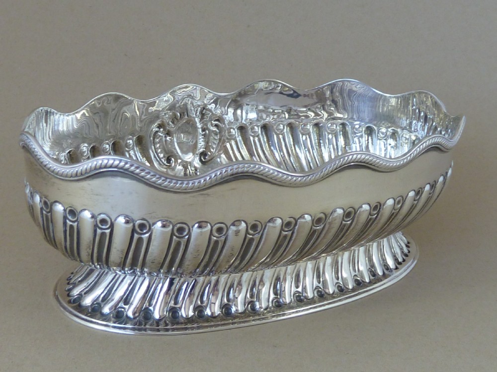 Victorian 1882 Hallmarked Silver Bowl Miniature Monteith Sterling Small Oval View V