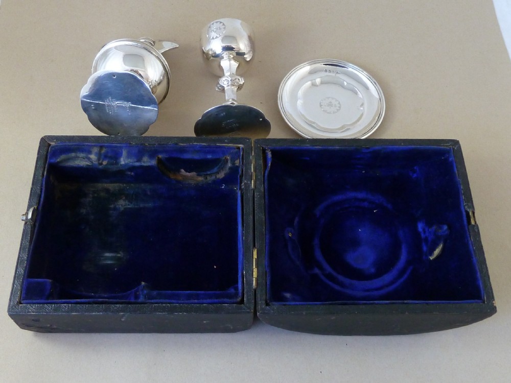 1896 Boxed Solid Silver Traveling Communion Set Victorian Gothic Antique Walker & Hall View II