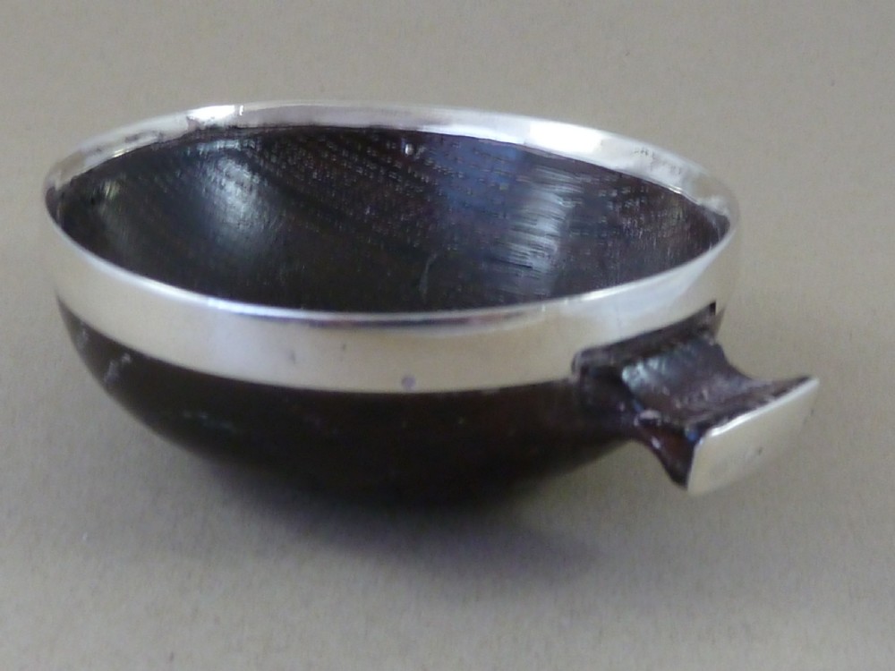 Bog Oak Sterling Silver Mounted Quaich Scottish Turned Treen View II