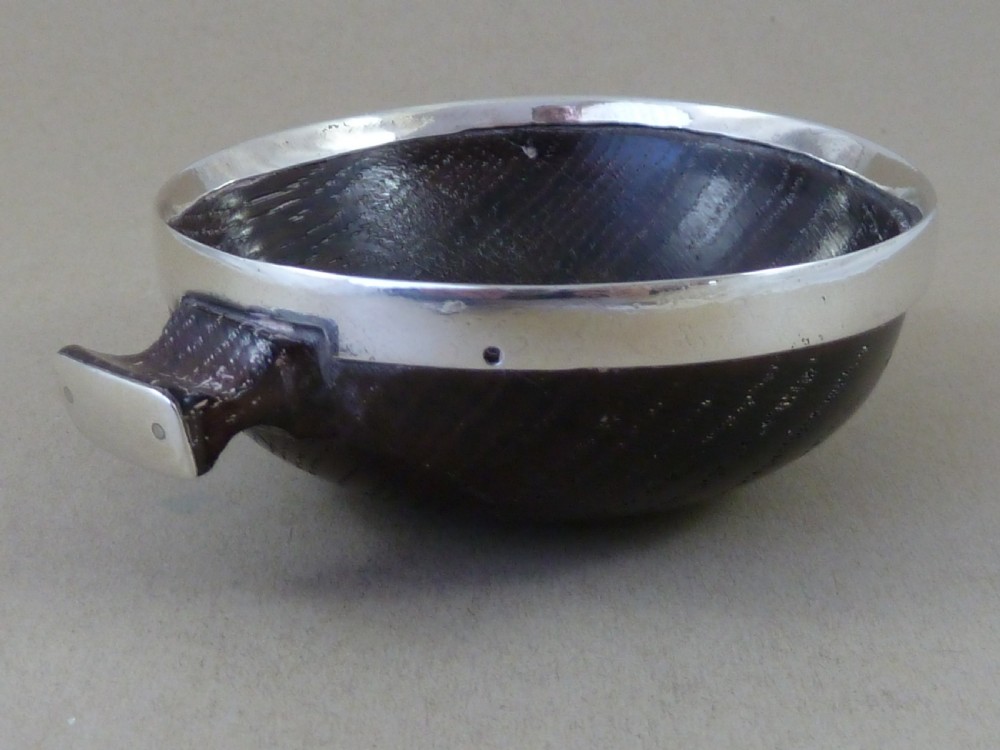 Bog Oak Sterling Silver Mounted Quaich Scottish Turned Treen View III