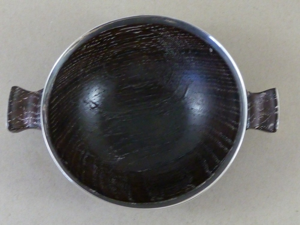 Bog Oak Sterling Silver Mounted Quaich Scottish Turned Treen View IV