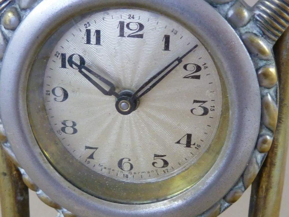 Clock Cricket Novelty Bat Ball Wicket Brass Nickel Plated Antique Cricketiana View VIII