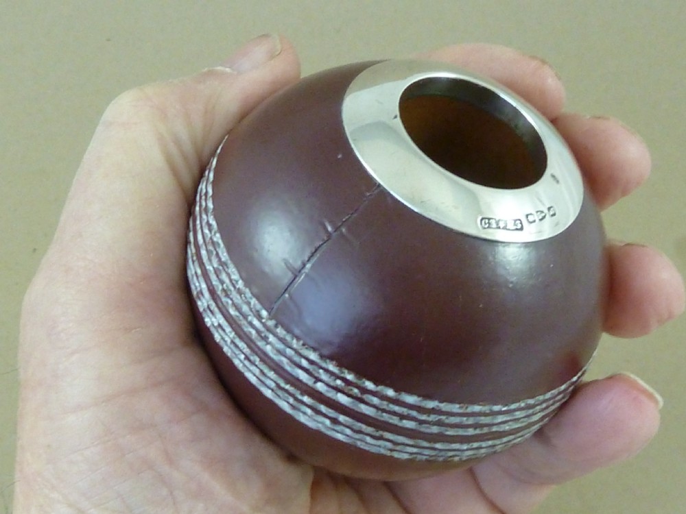 Cricket Ball Pottery Doulton Silicon Lambeth Silver Vesta Holder Match Striker View VI