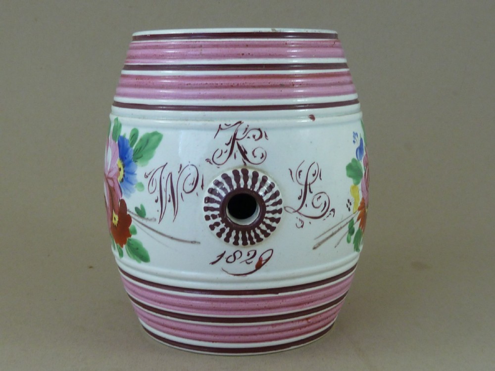 Georgian Creamware Barrel Bristol Love Token Pottery Miniature View II