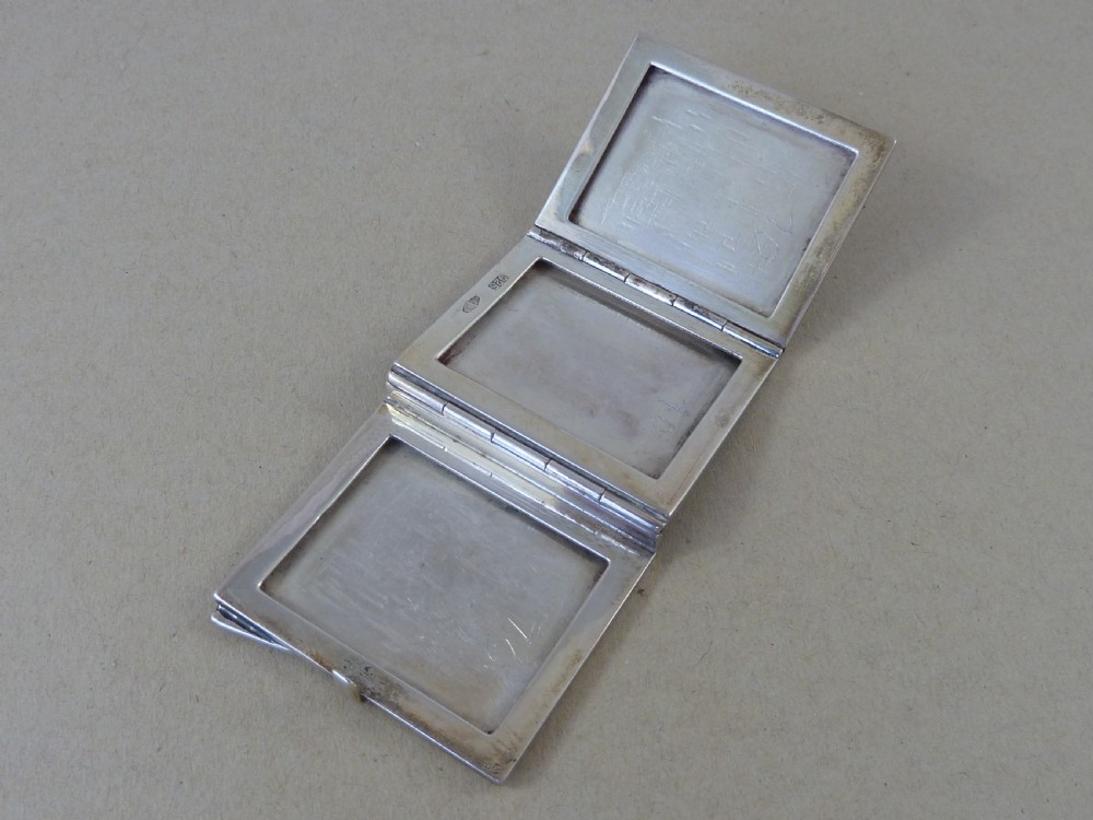 Fratelli Cacchione Sterling Silver Photo Frame Triptych  Folding Triple Marked 925 View III