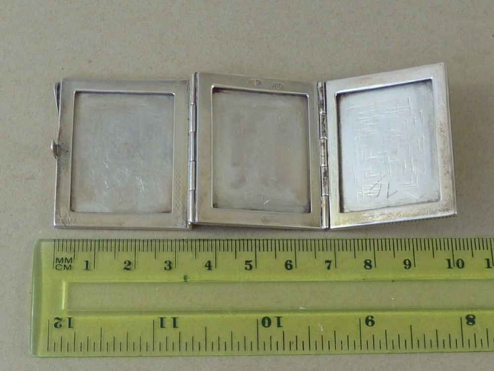 Fratelli Cacchione Sterling Silver Photo Frame Triptych  Folding Triple Marked 925 View VI