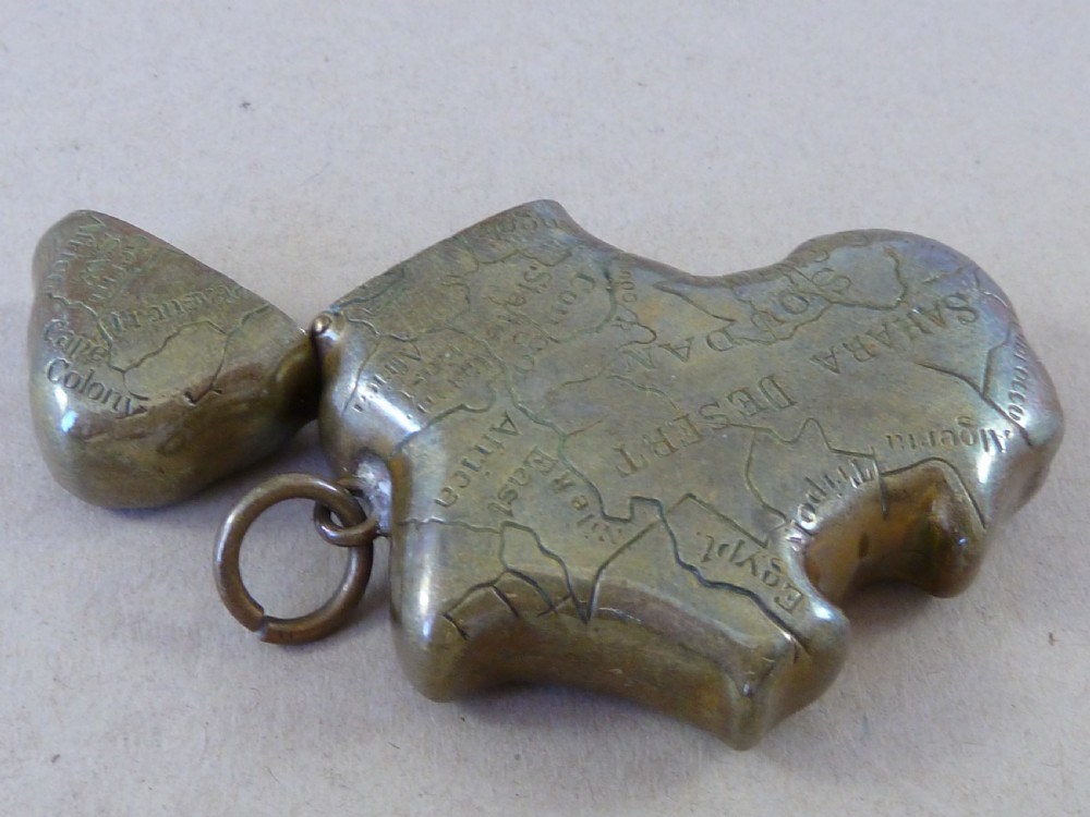 Map UK Colonial Africa Vesta Case Brass Match Safe Box Novelty Chain Fob Great Britain View IV
