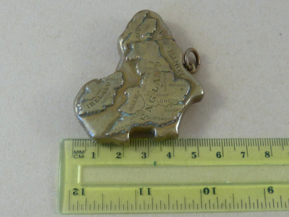Map UK Colonial Africa Vesta Case Brass Match Safe Box Novelty Chain Fob Great Britain View VI