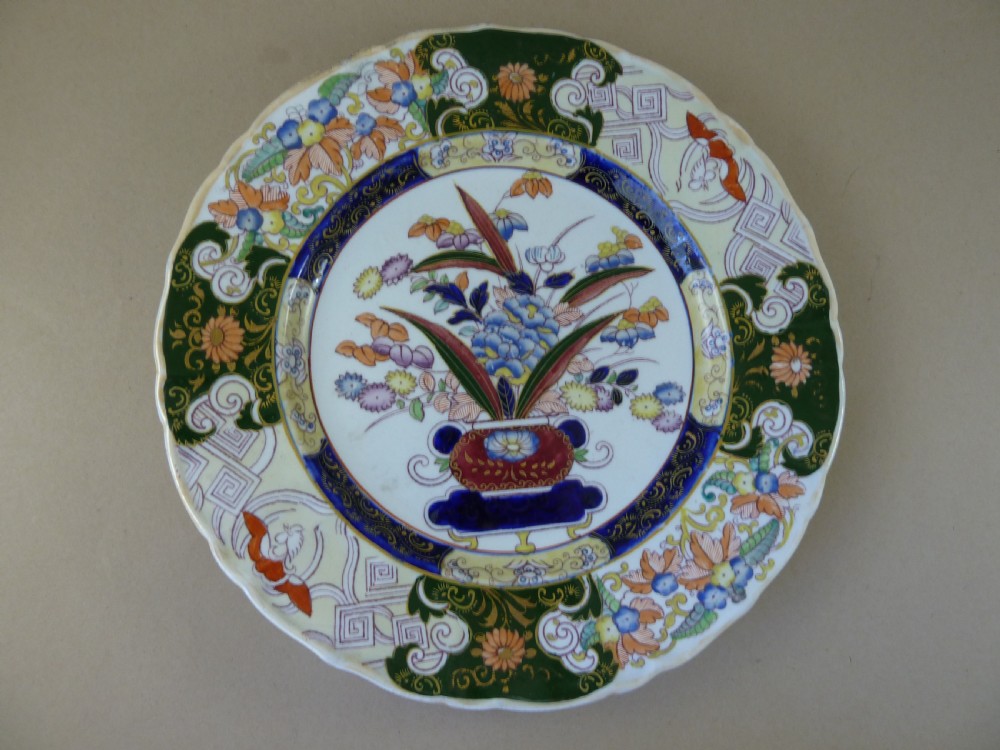 12 Masons Patent Ironstone China Dinner Plates Service Dishes Pottery Japan Pattern Antique Higginbotham Irish View II
