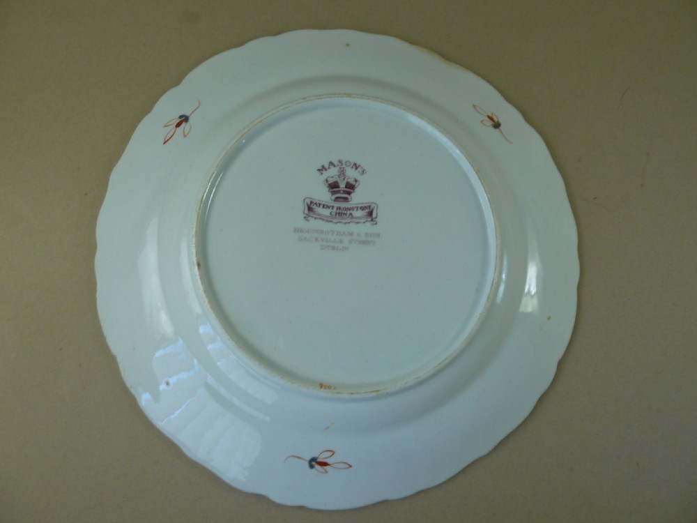 12 Masons Patent Ironstone China Dinner Plates Service Dishes Pottery Japan Pattern Antique Higginbotham Irish View III