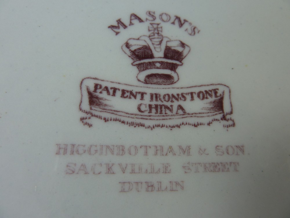 12 Masons Patent Ironstone China Dinner Plates Service Dishes Pottery Japan Pattern Antique Higginbotham Irish View IV