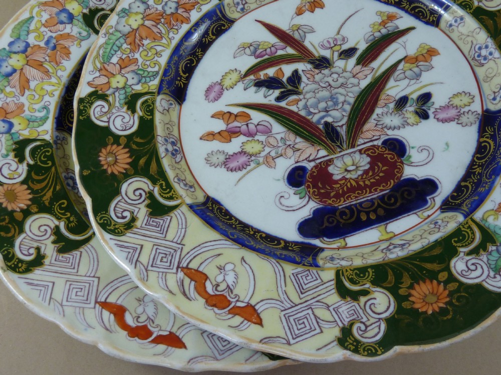 12 Masons Patent Ironstone China Dinner Plates Service Dishes Pottery Japan Pattern Antique Higginbotham Irish View X