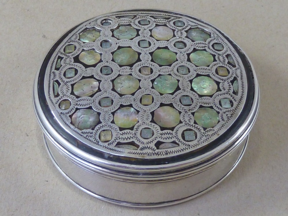Silver Pique Faux Tortoiseshell Mother of Pearl Patch Box