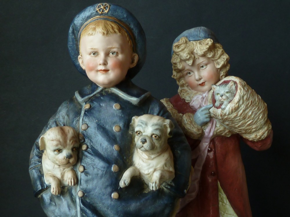 Gebruder Heubach Figurines Victorian German Bisque Porcelain Figures Children Pets View IX