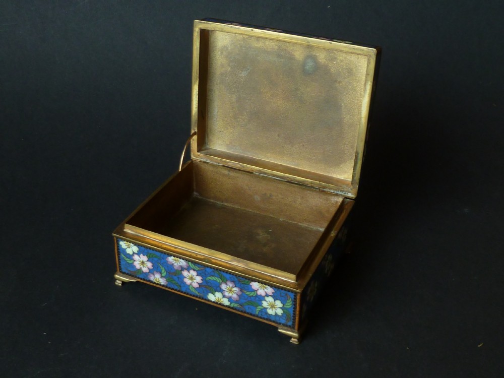 Marked Inaba Company Japanese Cloisonne Enamel Box Phoenix Dragon Gilt Brass Signed  View IV