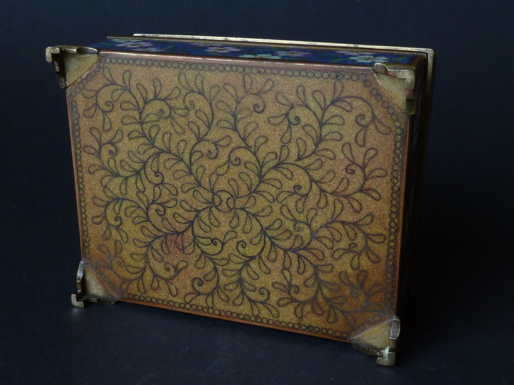Marked Inaba Company Japanese Cloisonne Enamel Box Phoenix Dragon Gilt Brass Signed  View VI