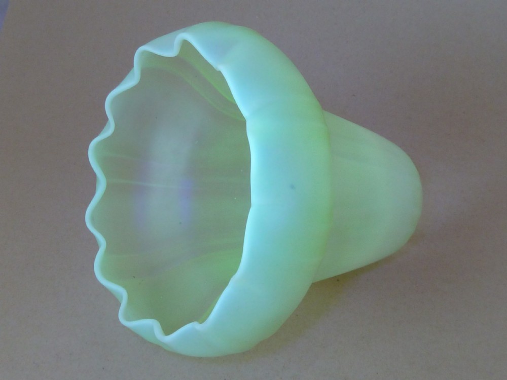 Set 4 Vaseline Lamp Shade Art Nouveau Glass Electric Fitting Ceiling Light Antique BC B22 Bulb View IX