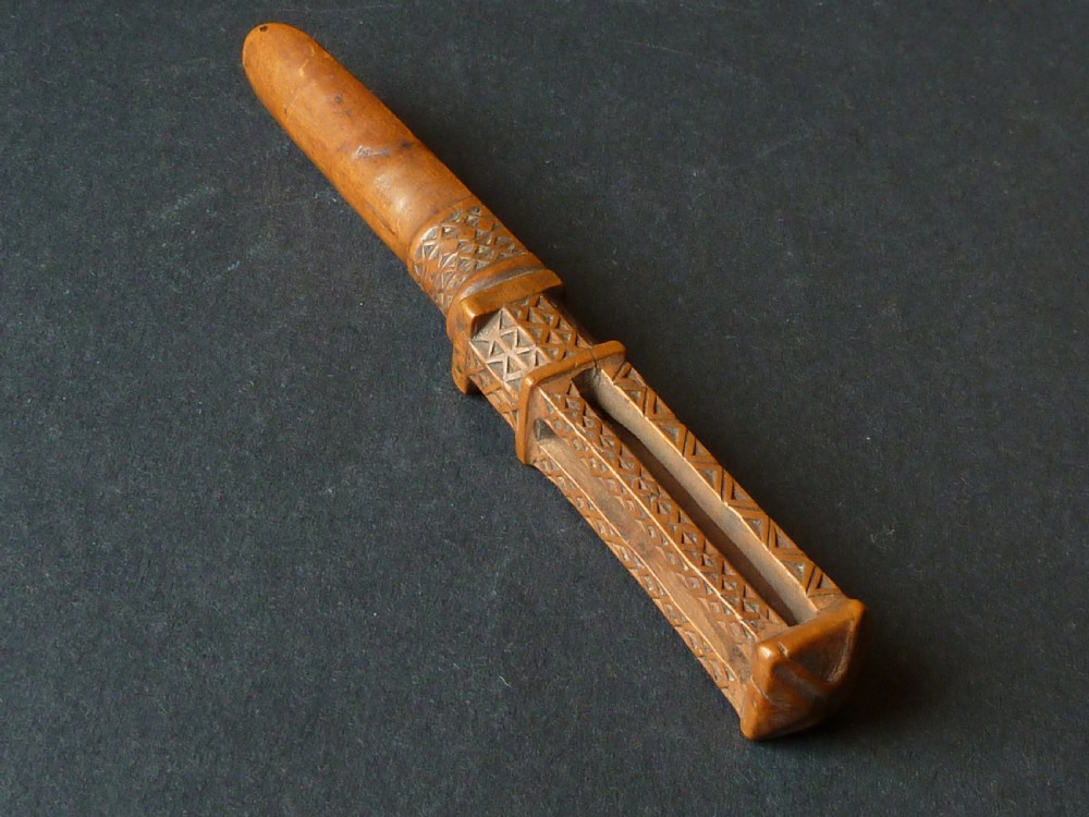 Apple Corer Boxwood Chip Carved Treen Georgian Welsh View III