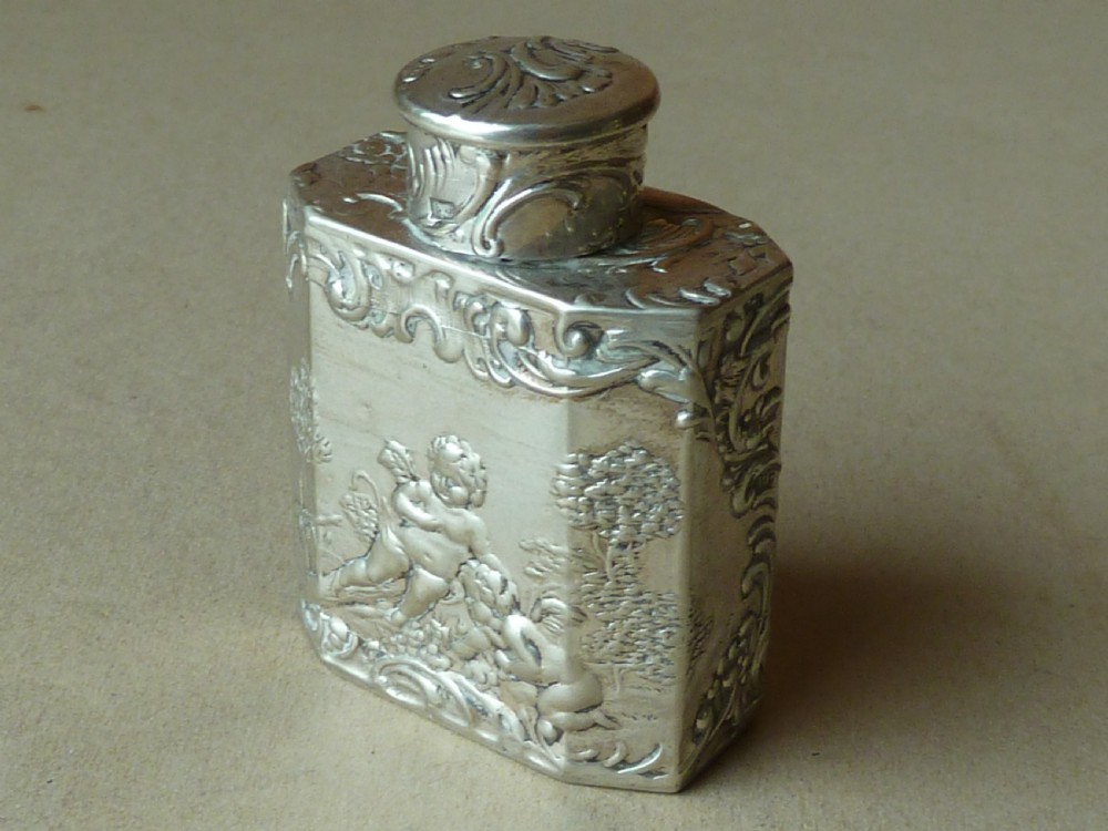 Miniature Continental Silver Tea Caddy Canister Simon Rosenau View III