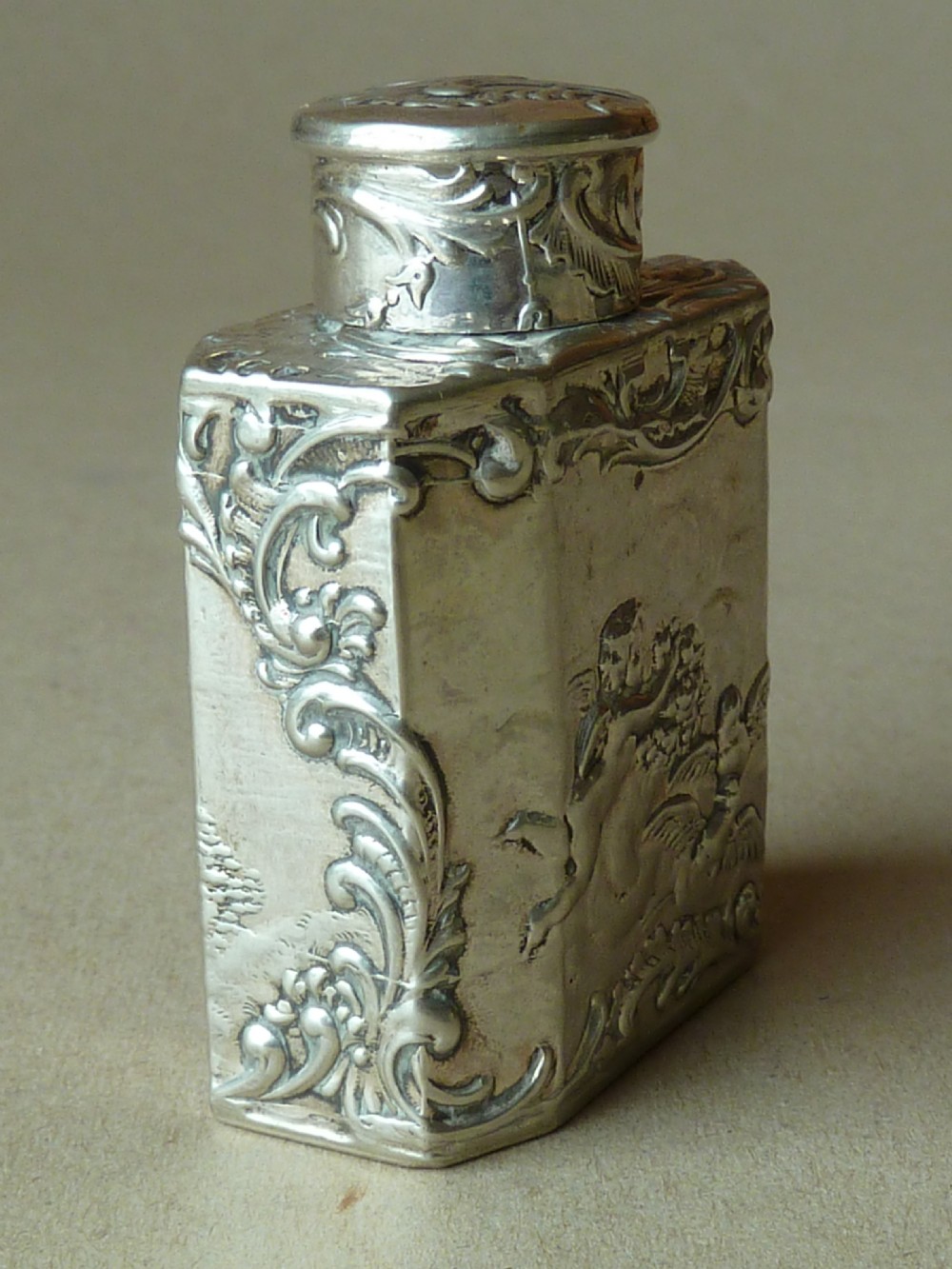 Miniature Continental Silver Tea Caddy Canister Simon Rosenau View IV
