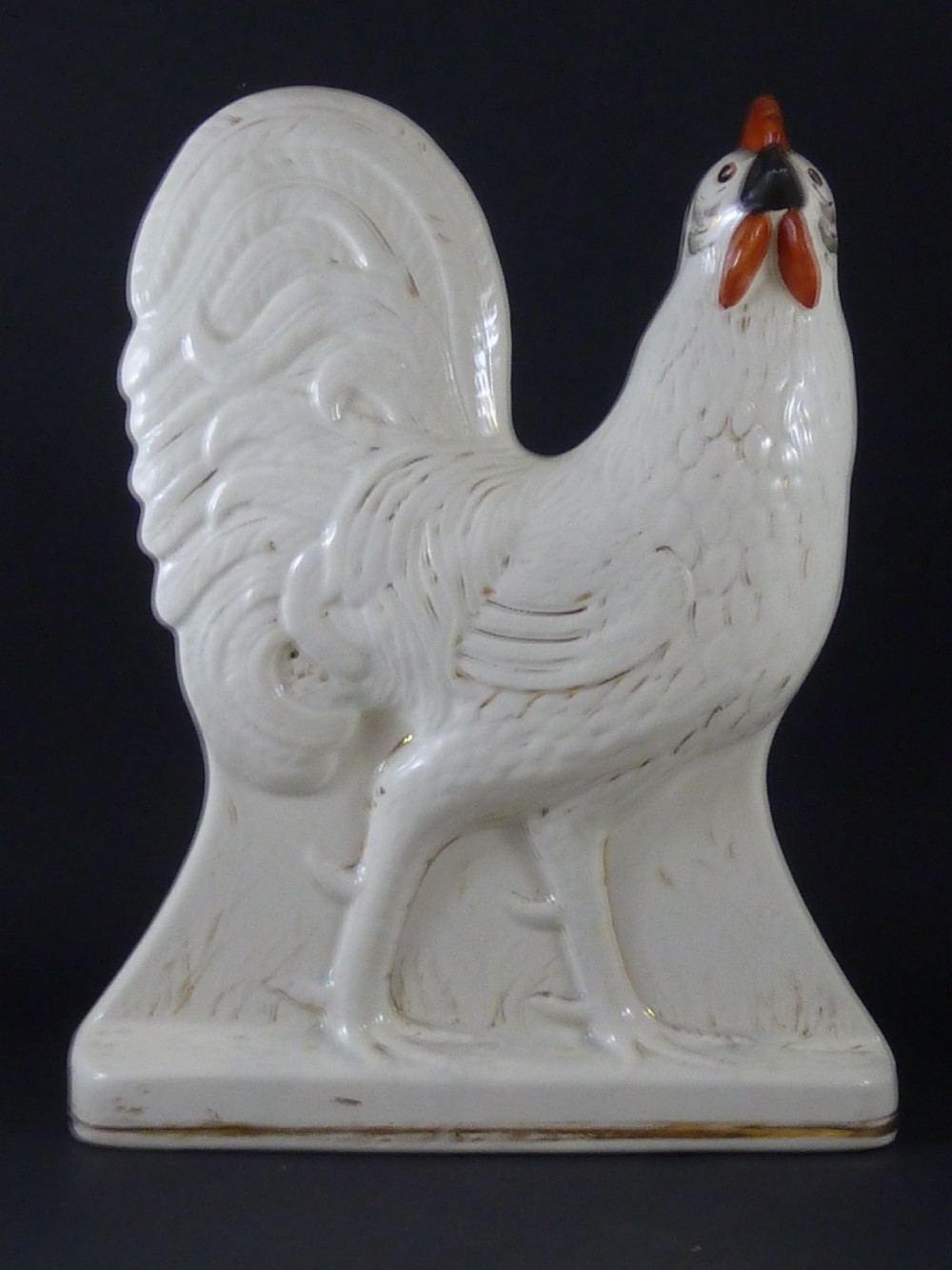 Pair Victorian Scottish Pottery Hens Chickens Cockerels Staffordshire Cocks View III