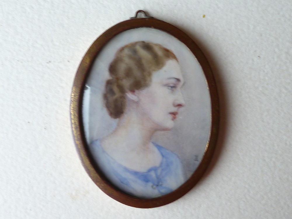 Susie Lassam RMS RA Signed Hand Painted Portrait Miniature Jane Lady Woman Artist Art Deco 30s