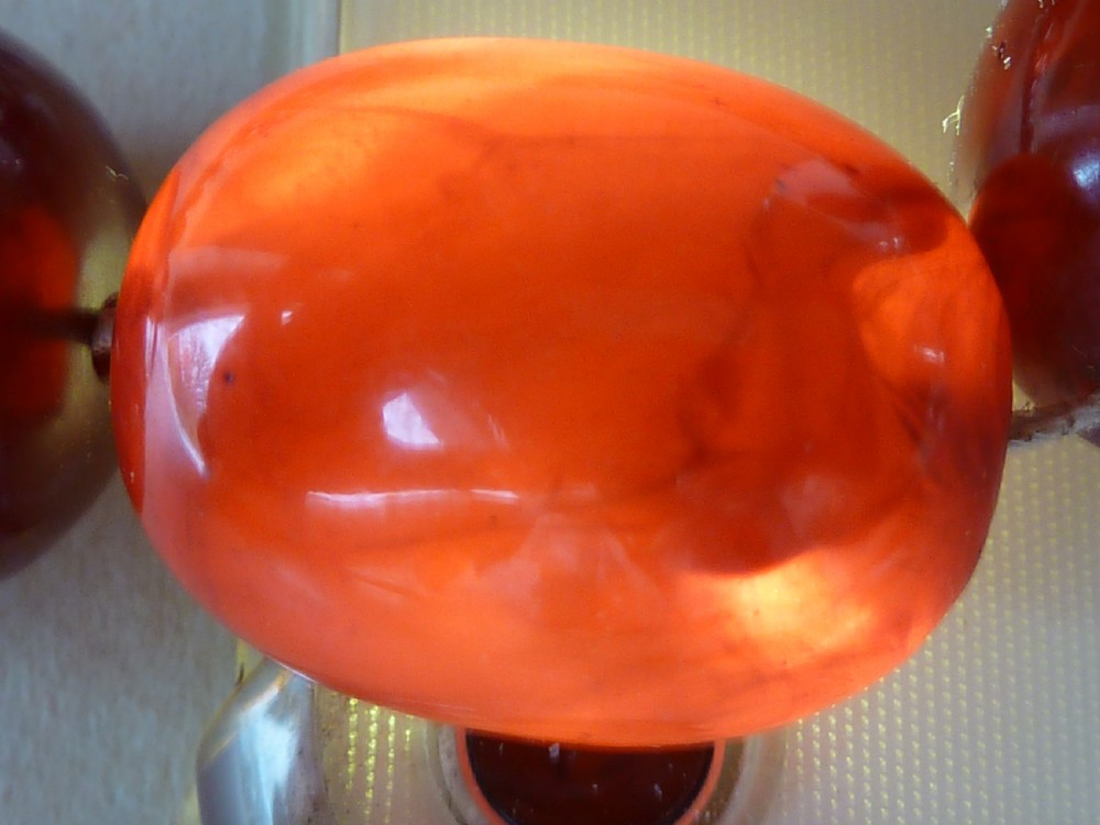 72 Grams Bakelite Faux Cherry Red Amber Bead Necklace View VII