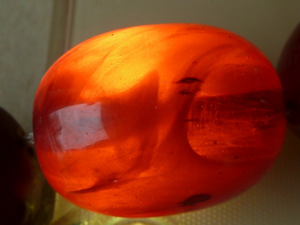 72 Grams Bakelite Faux Cherry Red Amber Bead Necklace View VIII