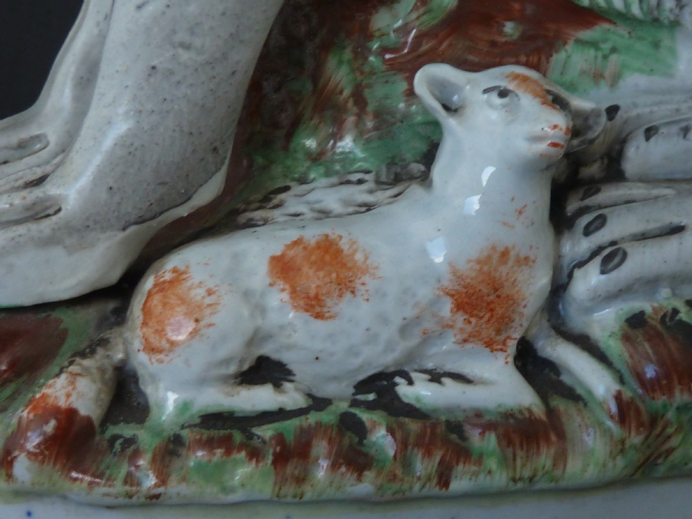 Lion and the Lamb Victorian Staffordshire Pottery Figure Group View V