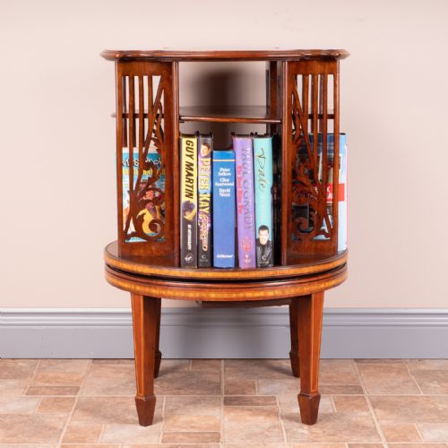 INLAID MAHOGANY REVOLVING BOOKCASE - ADDITIONAL PHOTO 1