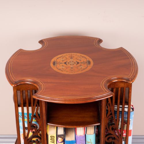 INLAID MAHOGANY REVOLVING BOOKCASE - ADDITIONAL PHOTO 2
