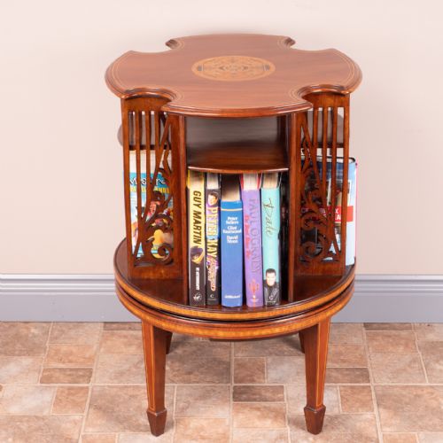 INLAID MAHOGANY REVOLVING BOOKCASE - ADDITIONAL PHOTO 3