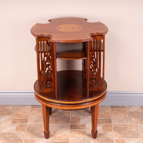 INLAID MAHOGANY REVOLVING BOOKCASE - ADDITIONAL PHOTO 4