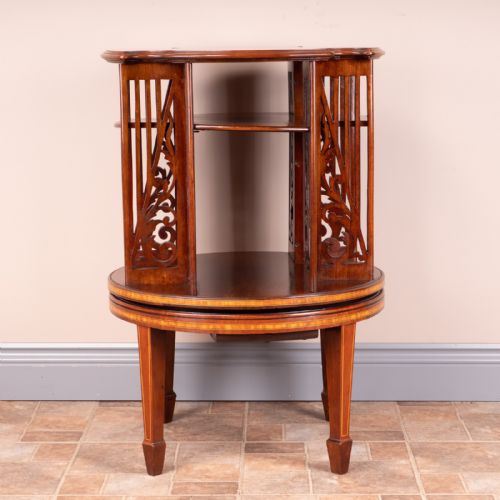 INLAID MAHOGANY REVOLVING BOOKCASE - ADDITIONAL PHOTO 5