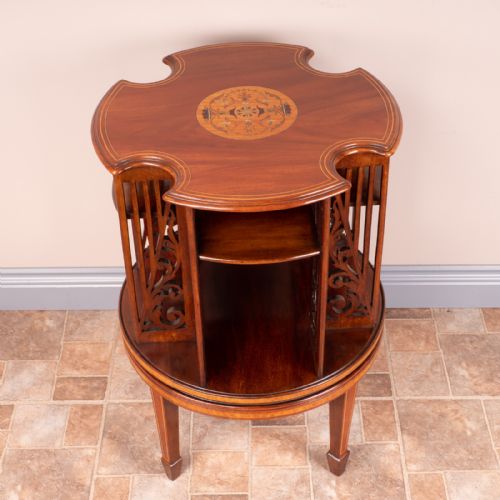 INLAID MAHOGANY REVOLVING BOOKCASE - ADDITIONAL PHOTO 6