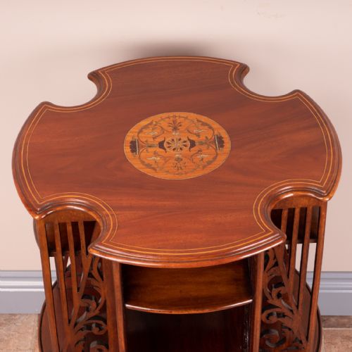 INLAID MAHOGANY REVOLVING BOOKCASE - ADDITIONAL PHOTO 7