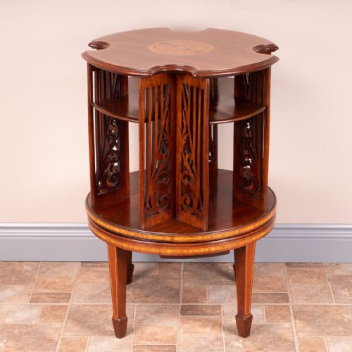 INLAID MAHOGANY REVOLVING BOOKCASE - ADDITIONAL PHOTO 8