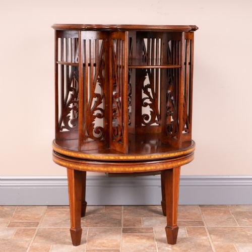 INLAID MAHOGANY REVOLVING BOOKCASE - ADDITIONAL PHOTO 9