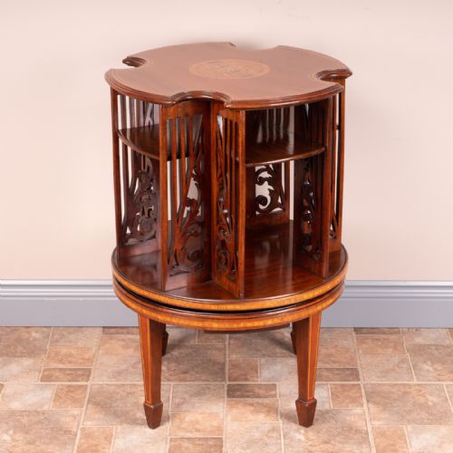 INLAID MAHOGANY REVOLVING BOOKCASE - ADDITIONAL PHOTO 10