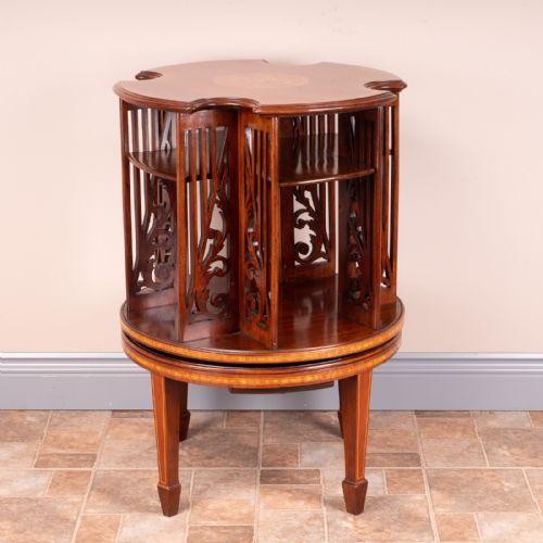 INLAID MAHOGANY REVOLVING BOOKCASE - ADDITIONAL PHOTO 11