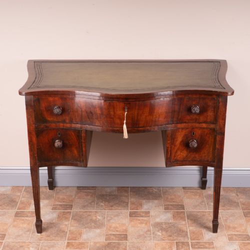 serpentine fronted three drawer writing table - CATEGORY: ANTIQUE TABLES - DATED 19TH CENTURY